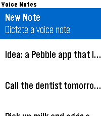 Voice Notes screen